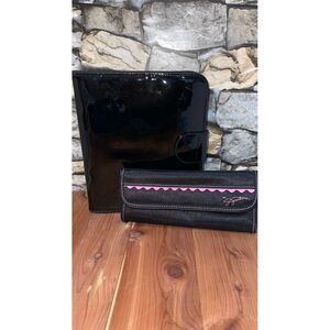 MARC JACOBS Patent Black Leather‎ Cosmetic  Brush Bag & Signature Brush Case